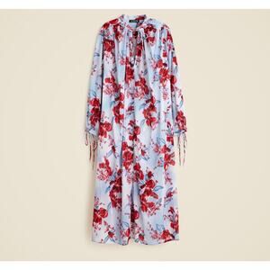 NWT J.Crew Cotton Voile Tunic Dress Blue Red Floral Maxi Cover Up XL